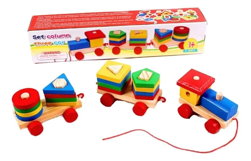 TREN DE MADERA CON PIEZAS GEOME TRICAS PARA EMPUJAR - 2