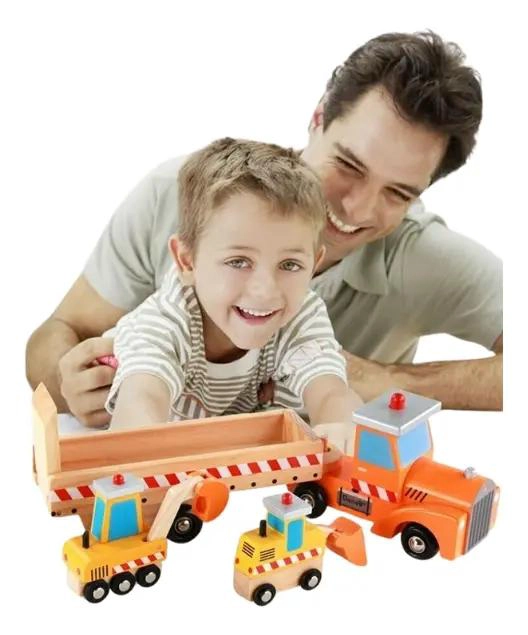 CAMION EXCAVADORA DE MADERA PARA NIÑOS - 1