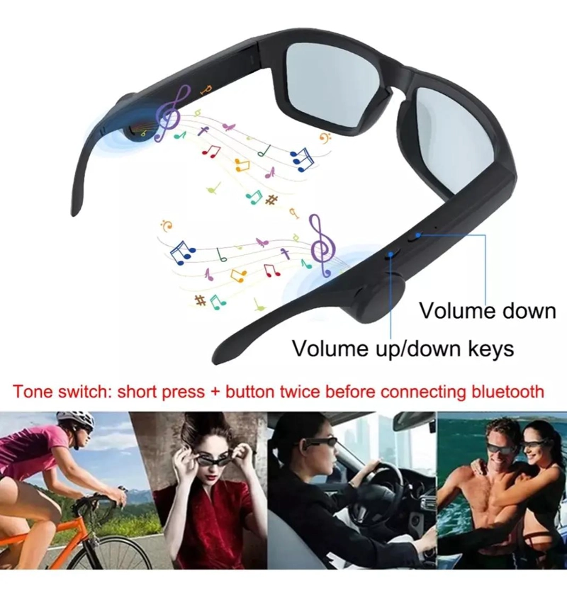 AUDIFONOS INALAMBRICOS BLUETOOTH CON DISEÑO DE LENTES DE  - 5