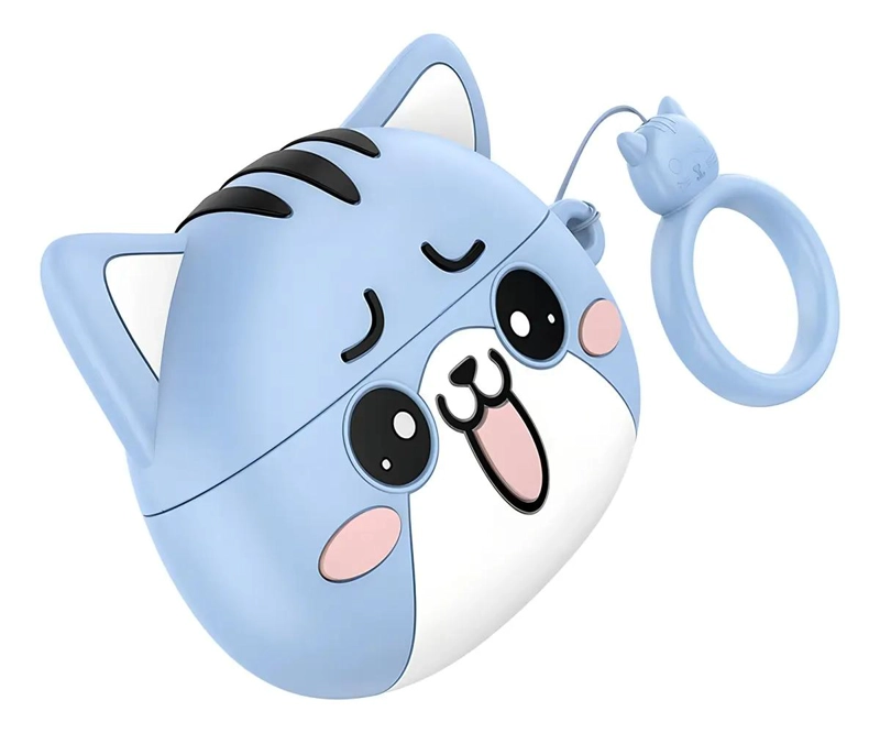 AUDIFONOS BLUETOOTH CON FUNDA DE GATO AZUL - 2