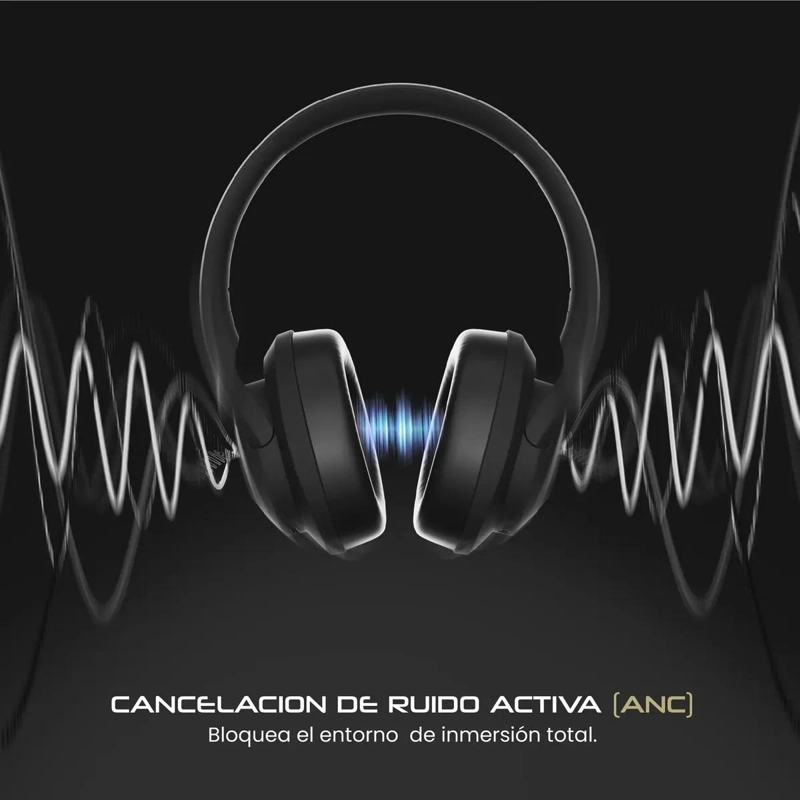 AUDIFONOS BLUETOOTH OVER EAR CON CANCELACION ACTIVA DE RU - 2
