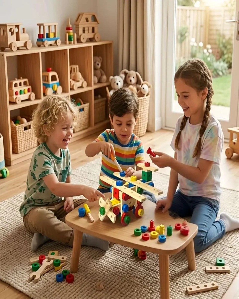 KIT DE CONSTRUCCION 3D MONTESSORI DE MADERA - 2