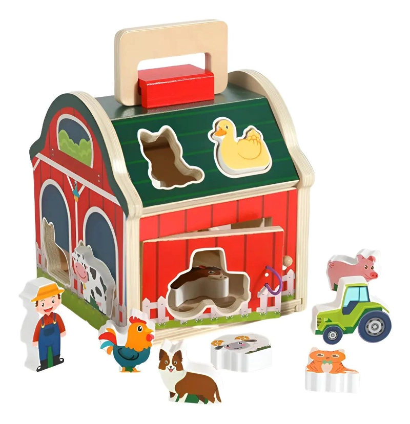 JUGUETE DE ENCAJE ANIMALES DE GRANJA EN MADERA - 1