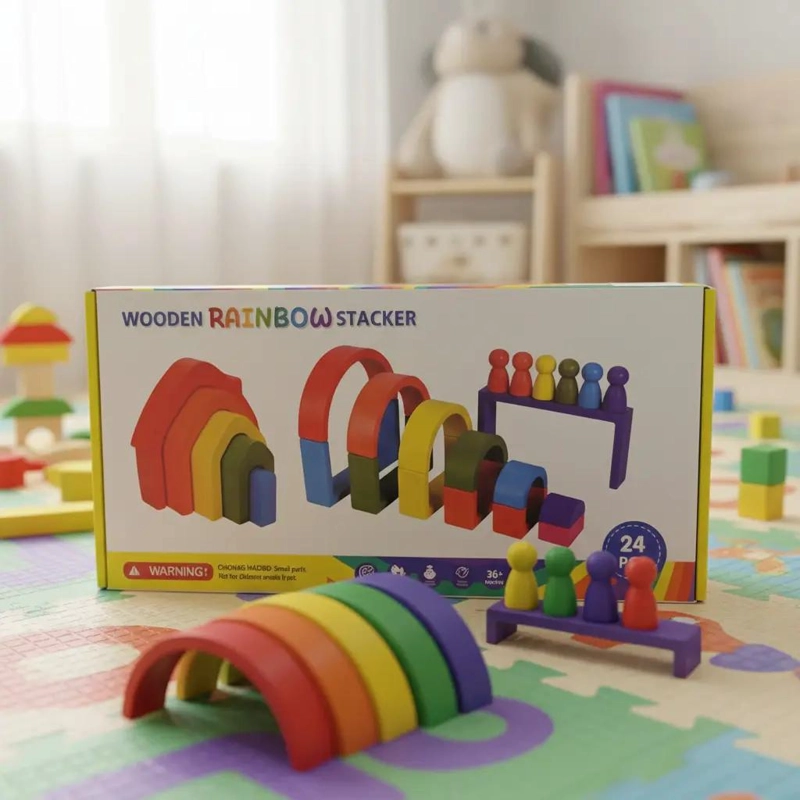 ARCO IRIS MONTESSORI DE MADERA PARA NIÑOS - 2