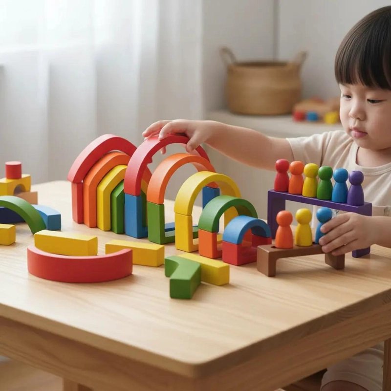ARCO IRIS MONTESSORI DE MADERA PARA NIÑOS - 5