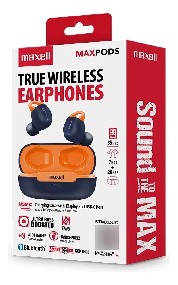 AUDIFONOS INALAMBRICOS BLUETOOTH MAXPODS 35 HORAS AZUL - 3