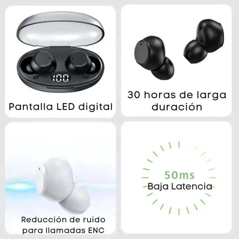 AUDIFONOS BLUETOOTH TWS IPX CON CARGA RAPIDA Y LED - 4