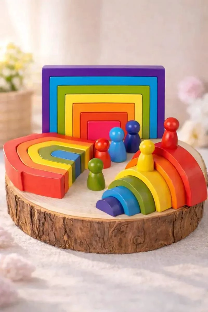 ARCOIRIS DE MADERA 24 PIEZAS PARA JUEGOS CREATIVOS - 1