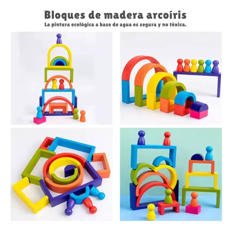 ARCOIRIS DE MADERA 24 PIEZAS PARA JUEGOS CREATIVOS - 3
