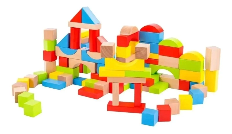 BALDE DE BLOQUES DE CONSTRUCCION DE MADERA PARA NIÑOS - 4