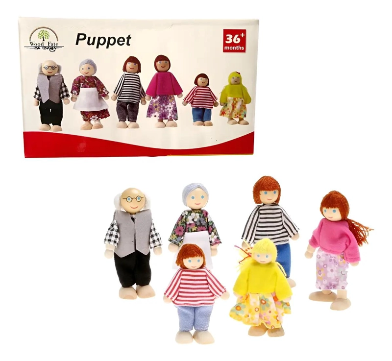 SET MINI FAMILIA 6 PIEZAS DE MADERA PARA JUEGO - 1