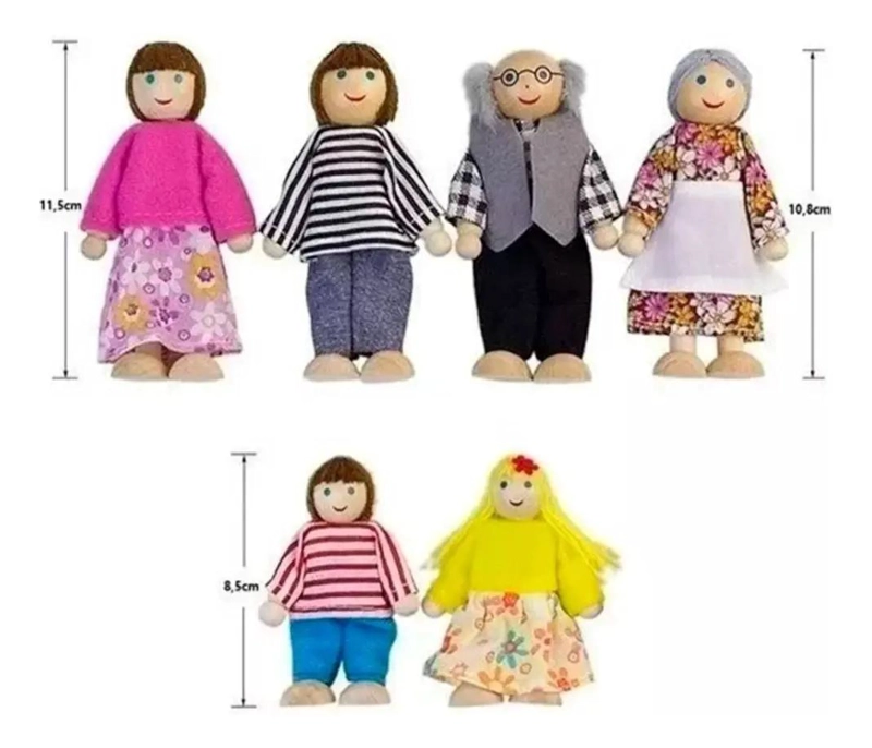 SET MINI FAMILIA 6 PIEZAS DE MADERA PARA JUEGO - 3