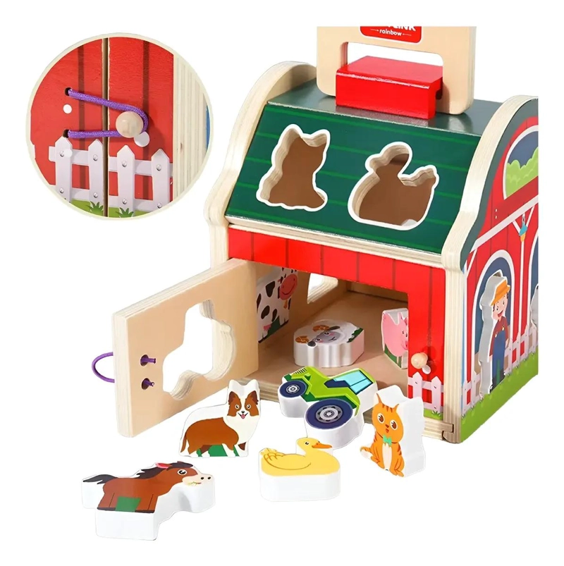 JUGUETE DE ENCAJE DE ANIMALES DE GRANJA EN MADERA - 1