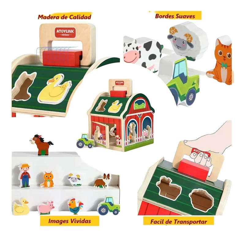 JUGUETE DE ENCAJE DE ANIMALES DE GRANJA EN MADERA - 3