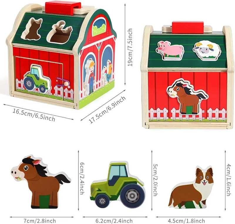 JUGUETE DE ENCAJE DE ANIMALES DE GRANJA EN MADERA - 5