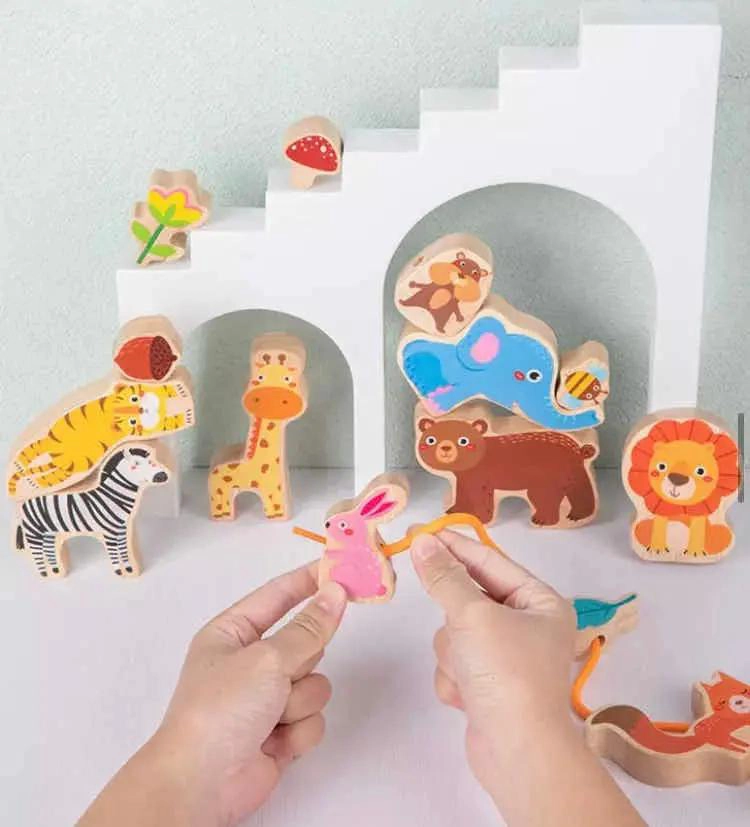 BLOQUES DE MADERA DIDACTICOS PARA NIÑOS CON ANIMALES - 4