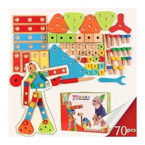 JUEGO DIDACTICO DE BLOQUES DE CONSTRUCCION MONTESSORI 70P - 1