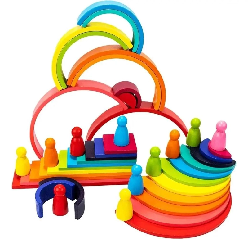 JUGUETE APILABLE DE MADERA MULTICOLOR MONTESSORI - 1