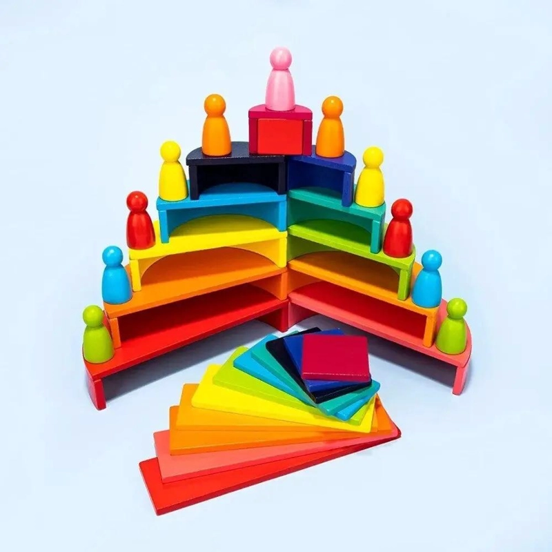 JUGUETE APILABLE DE MADERA MULTICOLOR MONTESSORI - 2