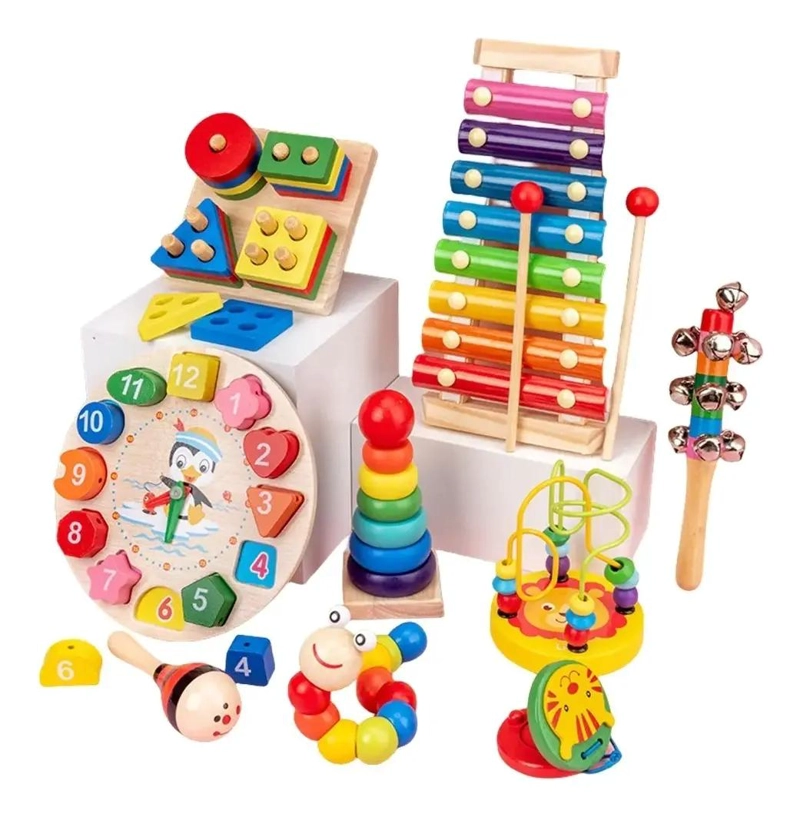 JUGUETE DIDACTICO DE MADERA PARA APRENDIZAJE INFANTIL - 1