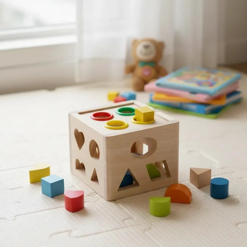 CUBO DE ENCAJE DE MADERA DIDACTICO PARA BEBE S - 2