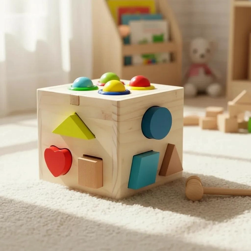 CUBO DE ENCAJE DE MADERA DIDACTICO PARA BEBE S - 5