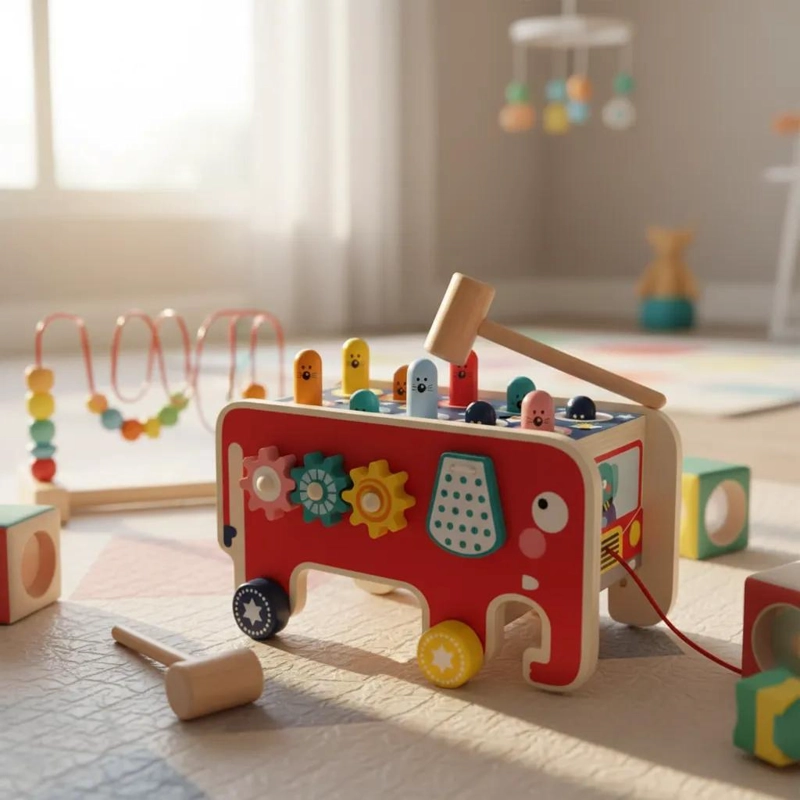 JUGUETE DIDACTICO DE MADERA PARA BEBE S PEGA TOPO - 1