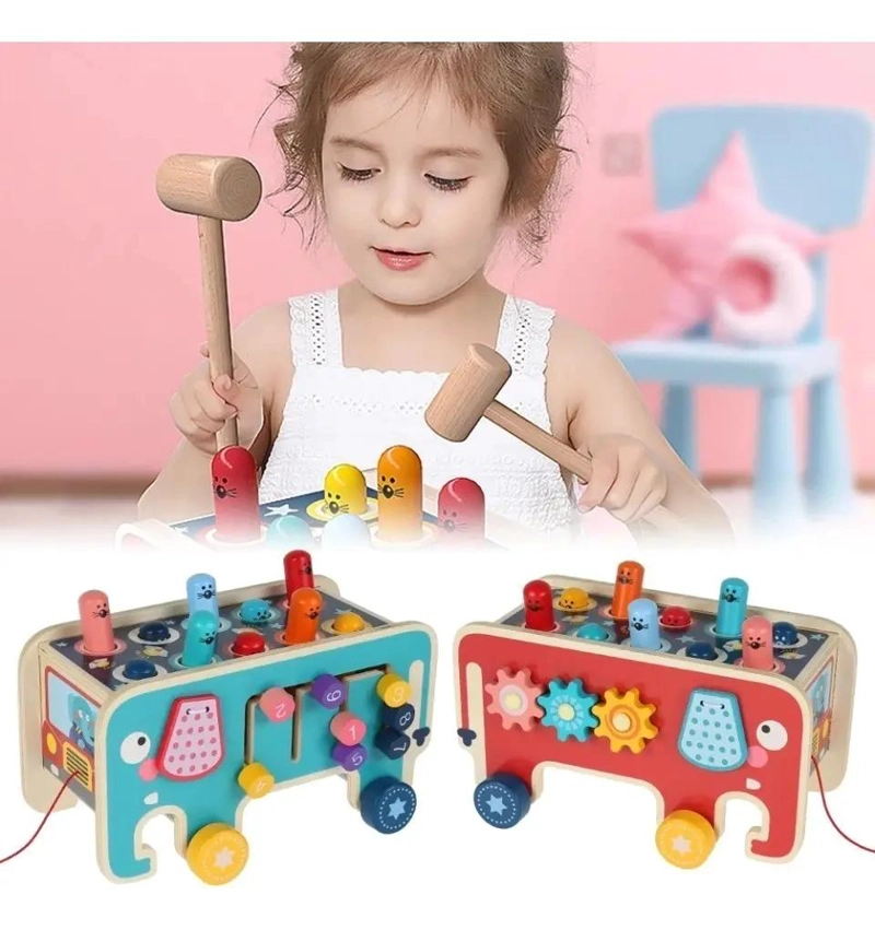 JUGUETE DIDACTICO DE MADERA PARA BEBE S PEGA TOPO - 2