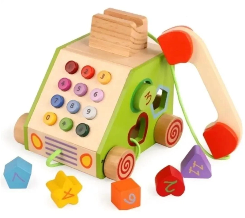 TELE FONO DIDACTICO DE MADERA PARA NIÑOS - 2