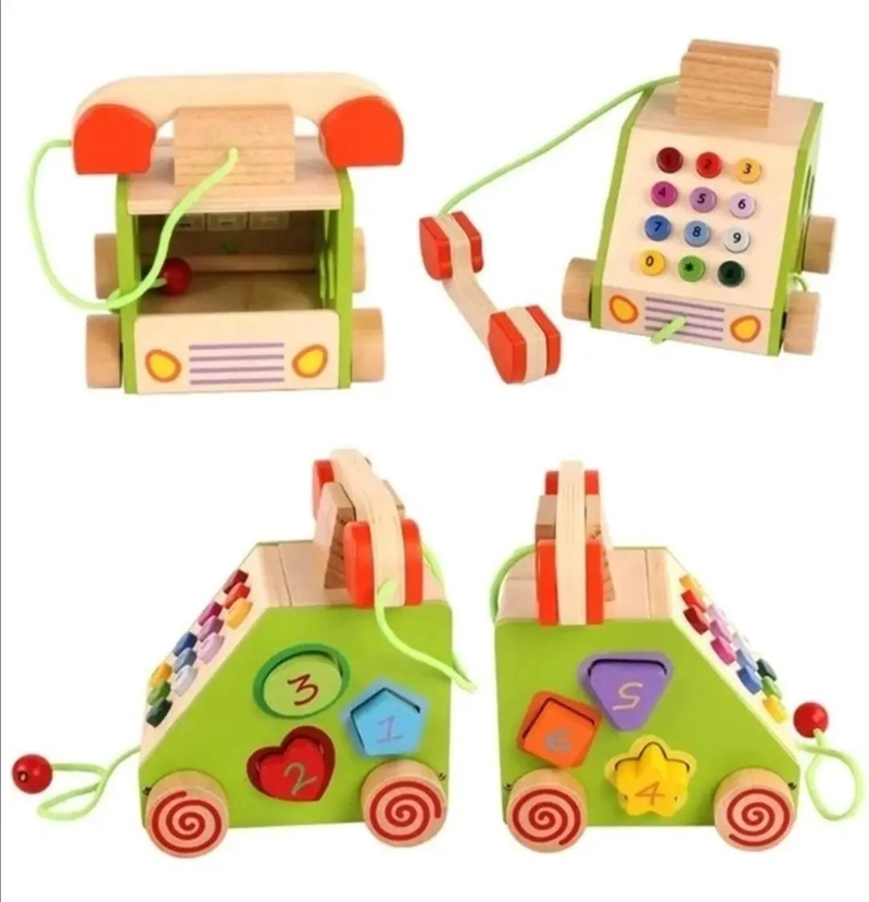 TELE FONO DIDACTICO DE MADERA PARA NIÑOS - 3
