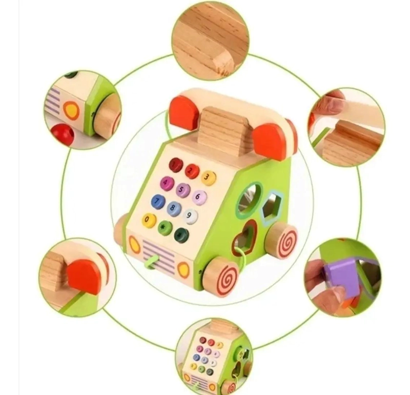 TELE FONO DIDACTICO DE MADERA PARA NIÑOS - 5