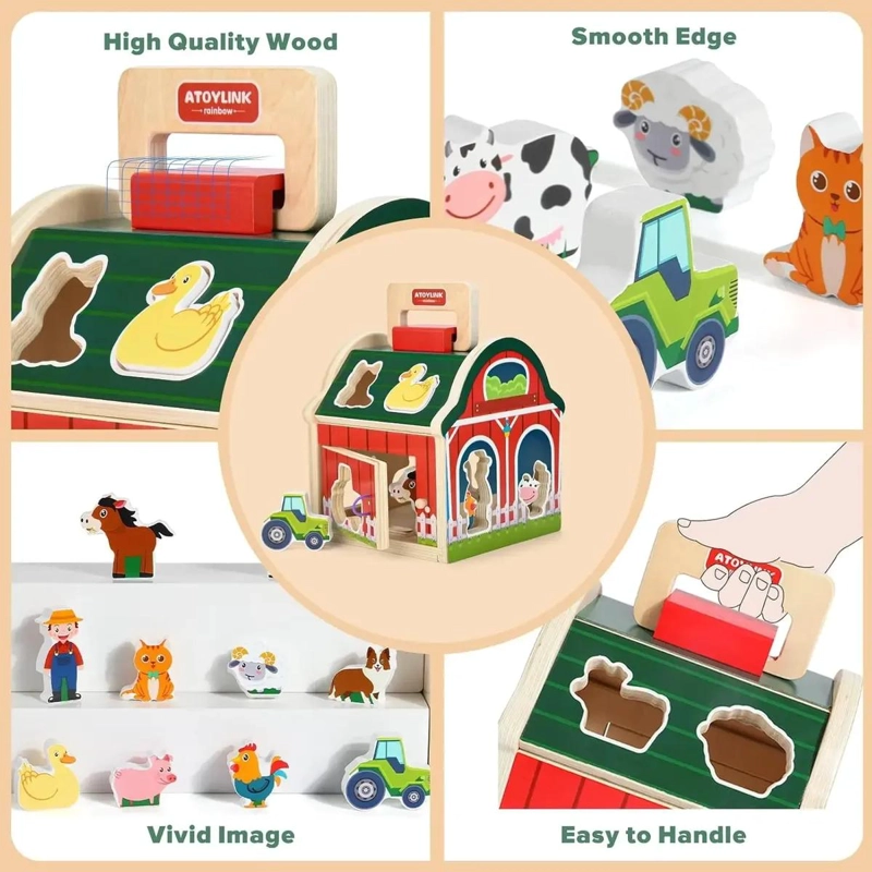 JUGUETE DE ENCAJE DE ANIMALES DE GRANJA EN MADERA - 4