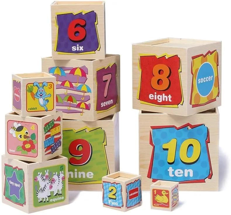 TORRE DE CUBOS DE ENCAJE Y JUEGO DE PESCA DE MADERA - 2