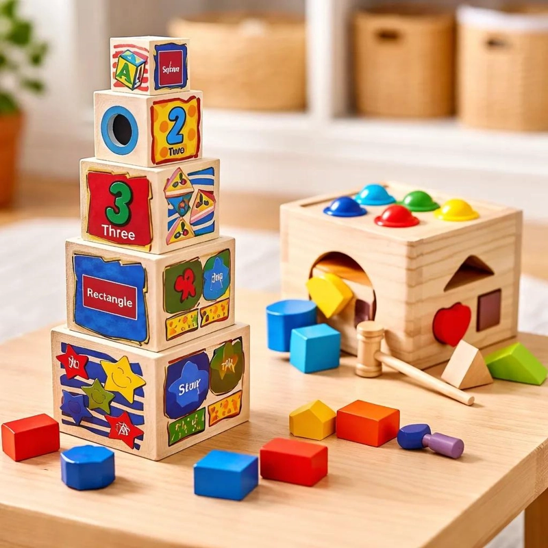 TORRE DE CUBOS DE ENCAJE EN MADERA PACK 2 - 1