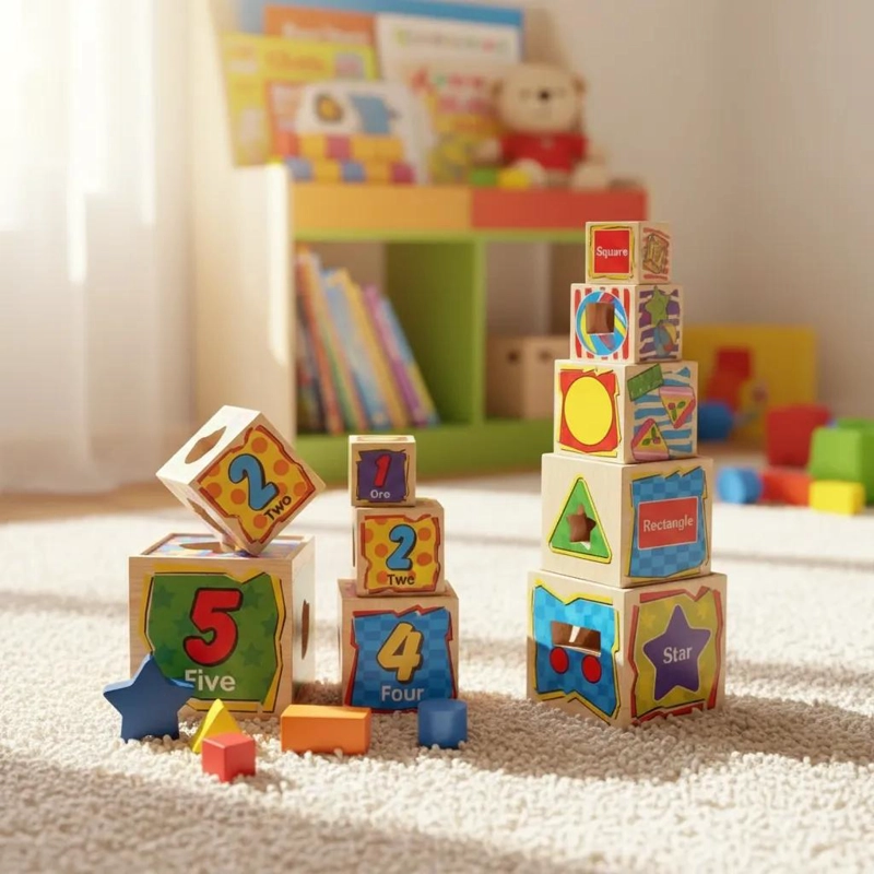 TORRE DE CUBOS DE ENCAJE EN MADERA PACK 2 - 3