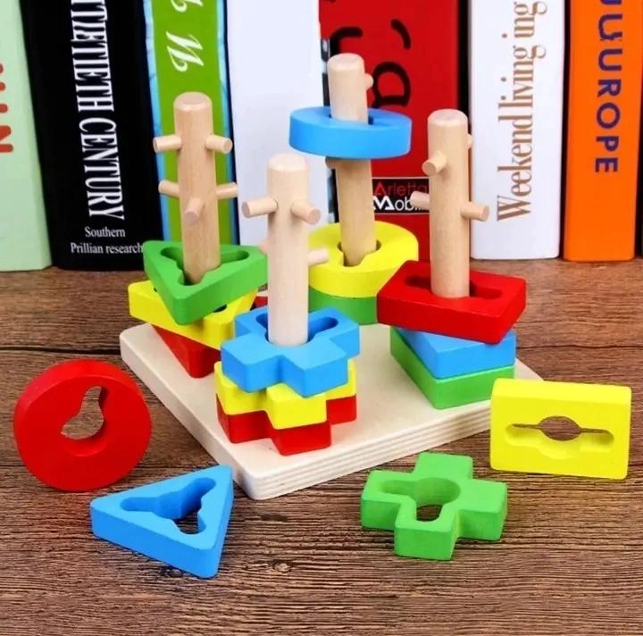 PACK 4 JUEGOS CUBO DE ENCAJE DE MADERA PARA NIÑOS - 4