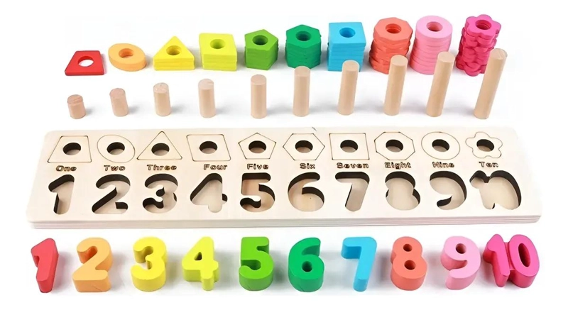 JUGUETE DIDACTICO DE MADERA PARA CONTEO PREESCOLAR - 1