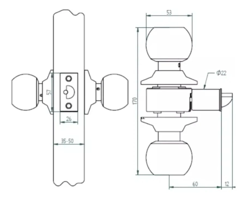 CERRADURA POMO PARA BAÑO O DORMITORIO COLOR PLATA - 4