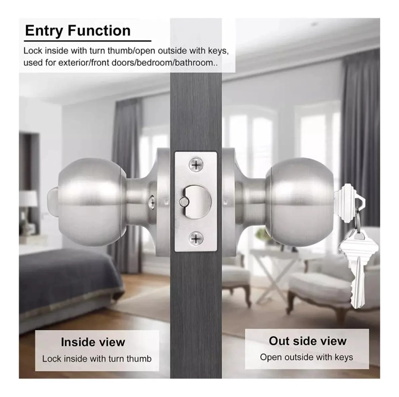 CERRADURA POMO PARA BAÑO O DORMITORIO COLOR PLATA - 5