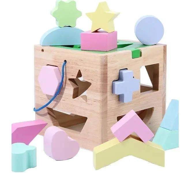 CUBO DE ENCAJE DIDACTICO DE MADERA PARA NIÑOS - 1