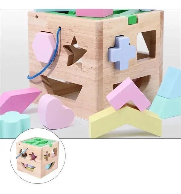 CUBO DE ENCAJE DIDACTICO DE MADERA PARA NIÑOS - 2