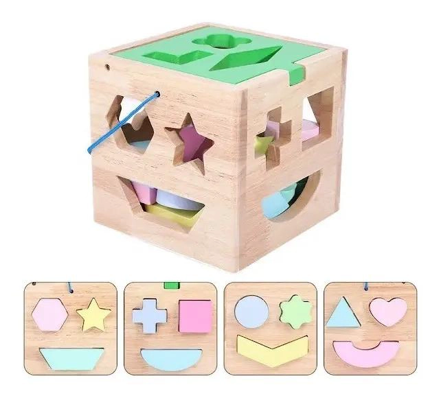 CUBO DE ENCAJE DIDACTICO DE MADERA PARA NIÑOS - 4