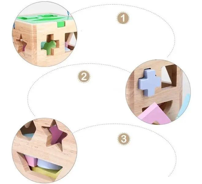 CUBO DE ENCAJE DIDACTICO DE MADERA PARA NIÑOS - 5