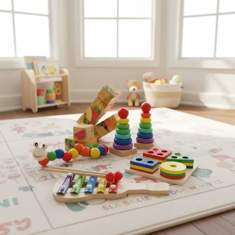 PACK 5 JUGUETES DIDACTICOS DE MADERA MONTESSORI PARA NIÑ - 1