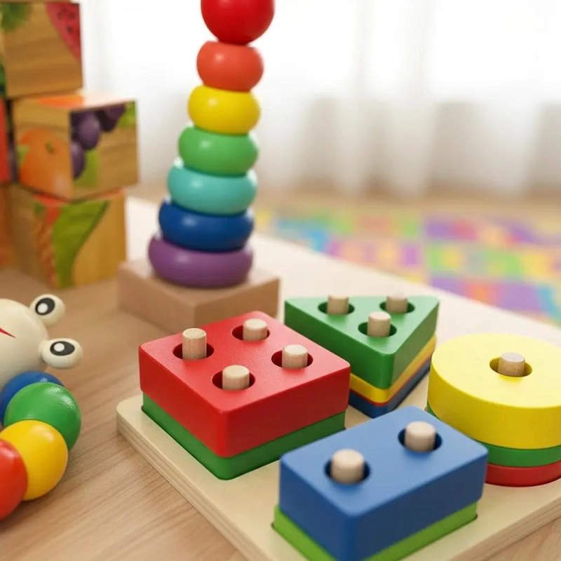 PACK 5 JUGUETES DIDACTICOS DE MADERA MONTESSORI PARA NIÑ - 5
