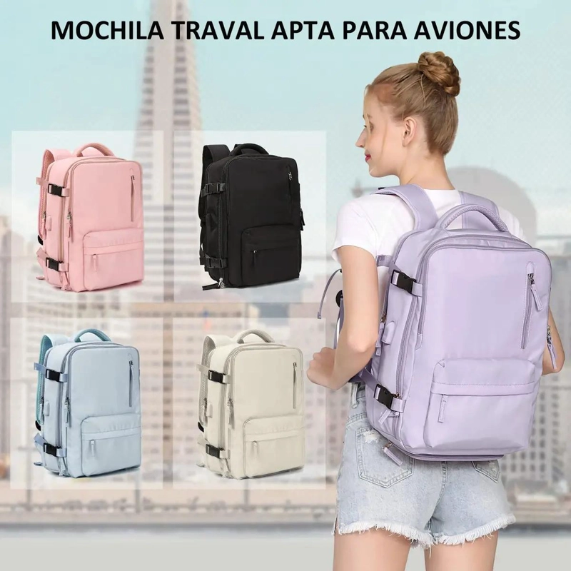 MOCHILA DE VIAJE GRAN CAPACIDAD COLOR VIOLETA - 5