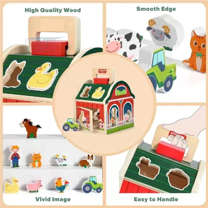 JUGUETE DIDACTICO GRANJA ANIMALES DE MADERA PARA NIÑOS - 3