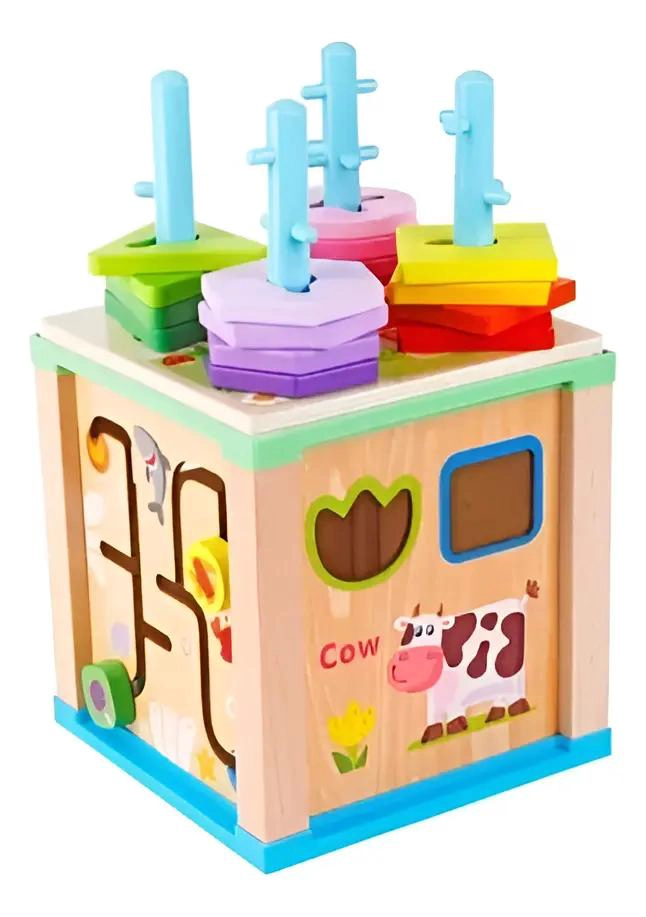 CUBO DIDACTICO DE ENCAJE Y APILACION MONTESSORI PARA NIÑ - 1