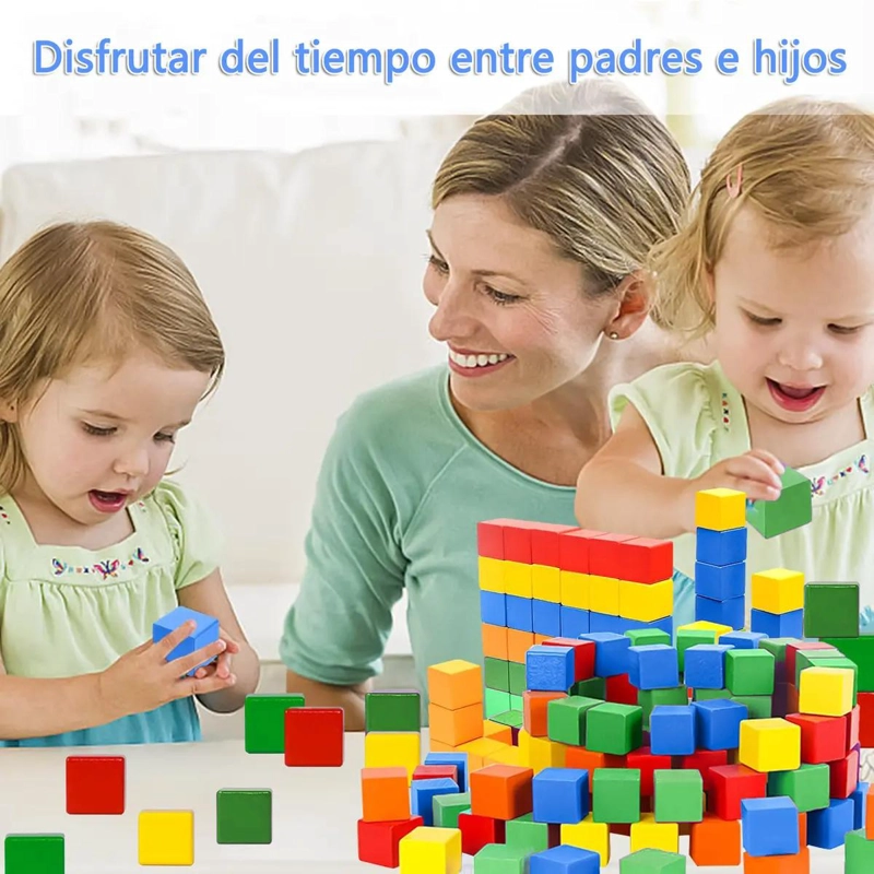 BLOQUES DE CONSTRUCCION CUADRADOS 100 PIEZAS COLORES - 4