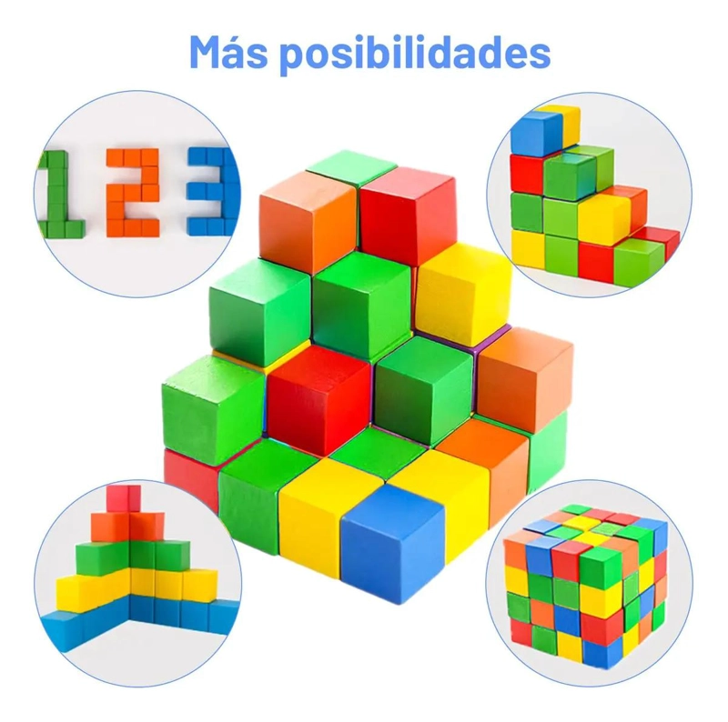 BLOQUES DE CONSTRUCCION CUADRADOS 100 PIEZAS COLORES - 5